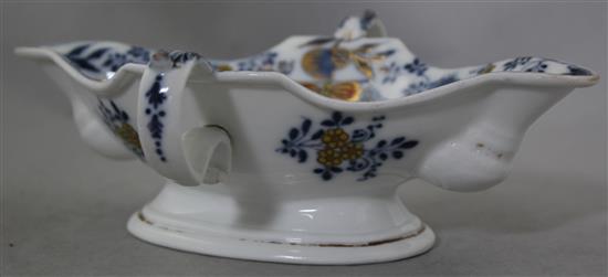 A Meissen double-lipped sauceboat, dot period, c.1780, 21.8cm